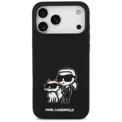 Puzdro pre Apple iPhone 17 Pro Max, Karl Lagerfeld, Sketch and Logo Karl & Choupette, Čierne