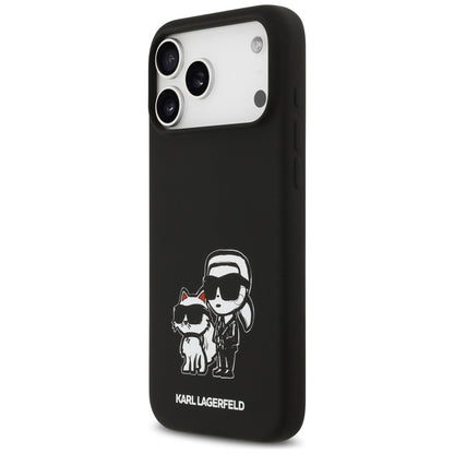 Puzdro pre Apple iPhone 17 Pro Max, Karl Lagerfeld, Sketch and Logo Karl & Choupette, Čierne
