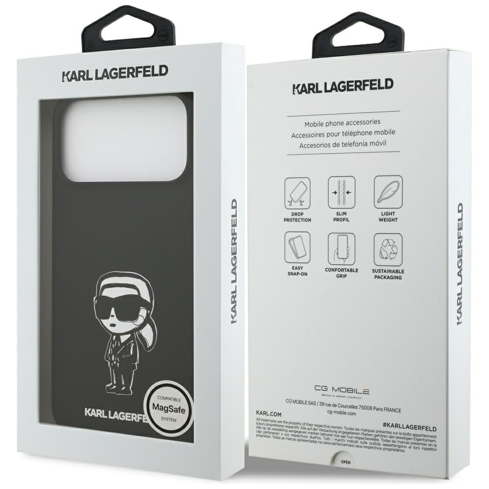 Puzdro pre Apple iPhone 17 Pro Max, Karl Lagerfeld, Sketch and Logo Karl, Čierne