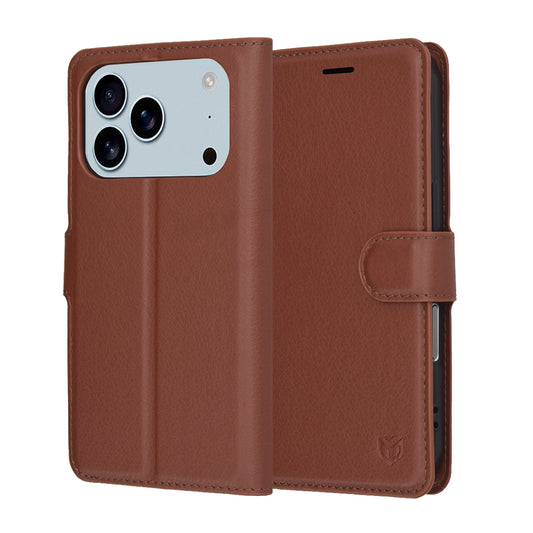 Puzdro pre Apple iPhone 17 Pro Max, Techsuit, Leather Folio, Hnedé
