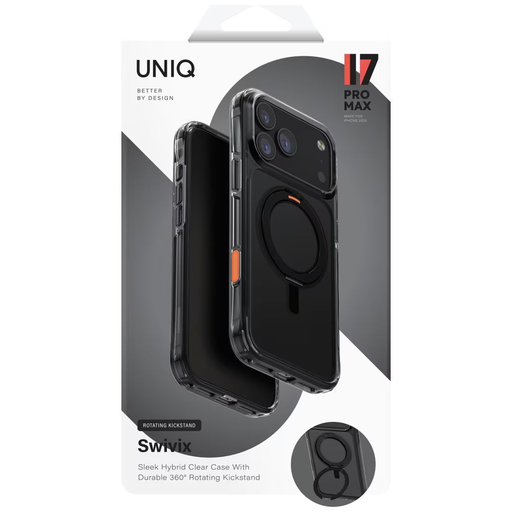 Puzdro pre Apple iPhone 17 Pro Max, UNIQ, Swivix, Čierne
