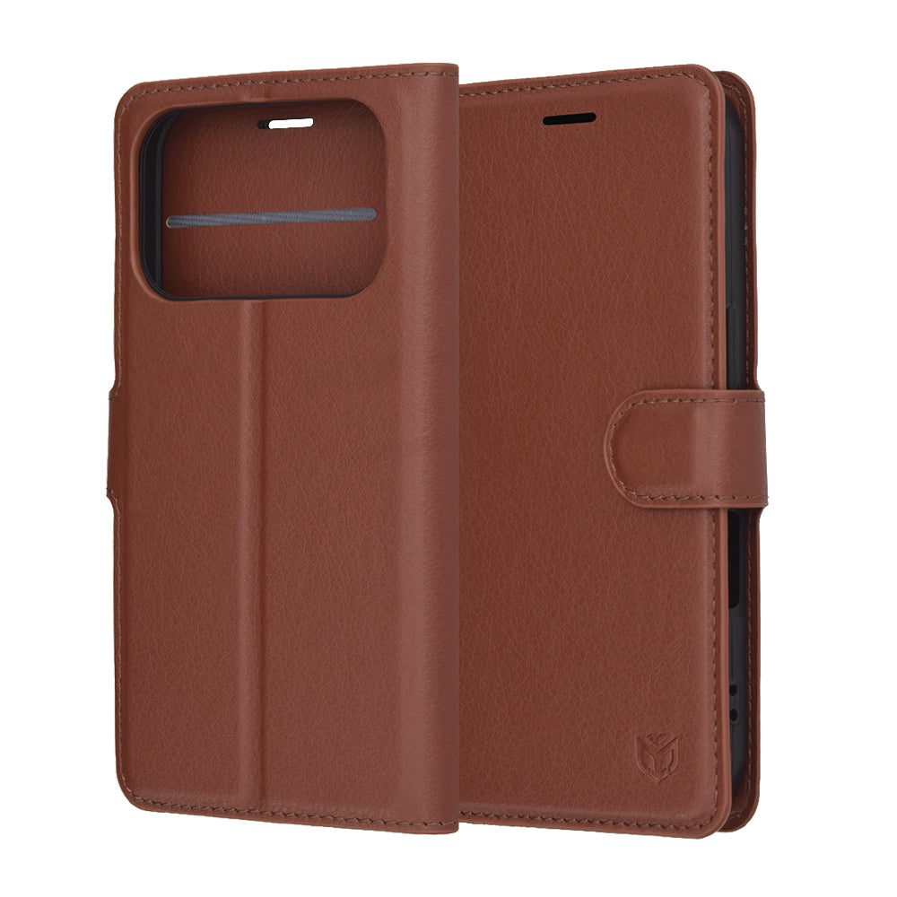 Puzdro pre Apple iPhone 17 Pro, Techsuit, Leather Folio, Hnedé