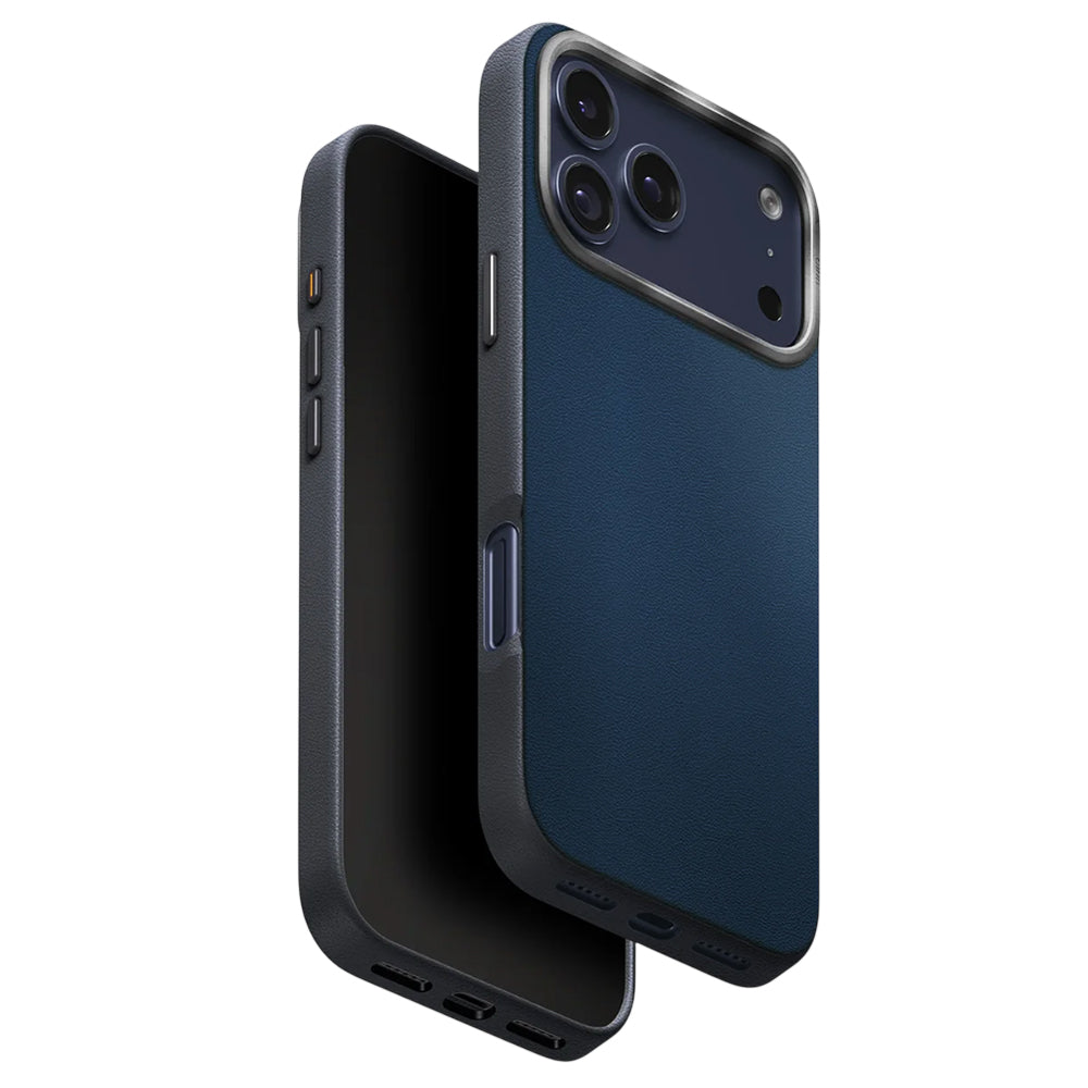 Puzdro pre Apple iPhone 17 Pro, UNIQ, Lyden Leatherette, Modročierna