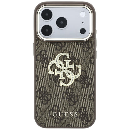 Puzdro pre Apple iPhone 18 Pro / 17 Pro, Guess, 4G Big Strass Logo, Hnedé