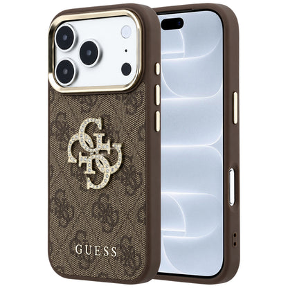 Puzdro pre Apple iPhone 18 Pro / 17 Pro, Guess, 4G Big Strass Logo, Hnedé