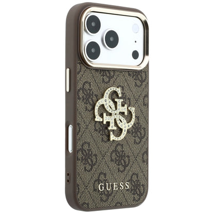 Puzdro pre Apple iPhone 18 Pro / 17 Pro, Guess, 4G Big Strass Logo, Hnedé