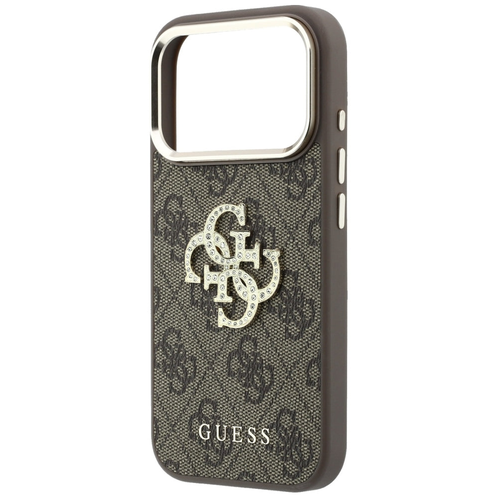 Puzdro pre Apple iPhone 18 Pro / 17 Pro, Guess, 4G Big Strass Logo, Hnedé
