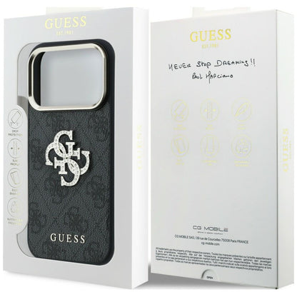 Puzdro pre Apple iPhone 18 Pro / 17 Pro, Guess, 4G Big Strass Logo, Hnedé