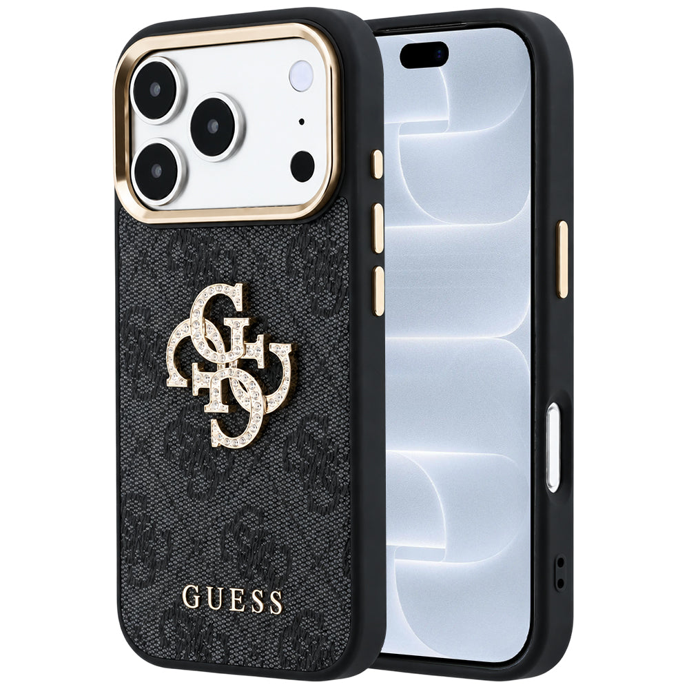 Case for Apple iPhone 18 Pro / 17 Pro, Guess, 4G Big Strass Logo, Black