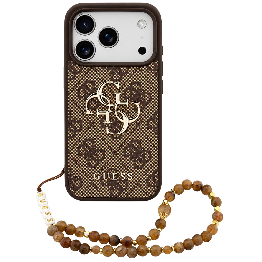 Puzdro pre Apple iPhone 18 Pro / 17 Pro, Guess, 4G Classic Logo s remienkom, Hnedé