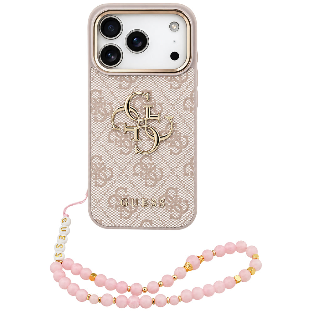 Puzdro Guess 4G Classic Logo with Strap pre Apple iPhone 18 Pro / 17 Pro, ružovozlaté
