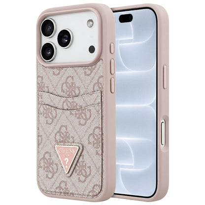 Puzdro na Apple iPhone 18 Pro / 17 Pro, Guess, 4G Double Card Triangle, ružové