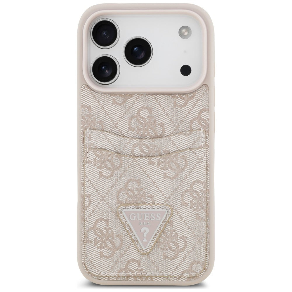 Puzdro na Apple iPhone 18 Pro / 17 Pro, Guess, 4G Double Card Triangle, ružové