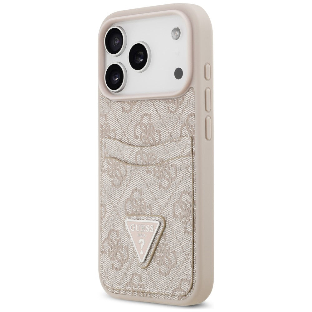 Puzdro na Apple iPhone 18 Pro / 17 Pro, Guess, 4G Double Card Triangle, ružové