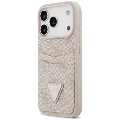 Puzdro na Apple iPhone 18 Pro / 17 Pro, Guess, 4G Double Card Triangle, ružové