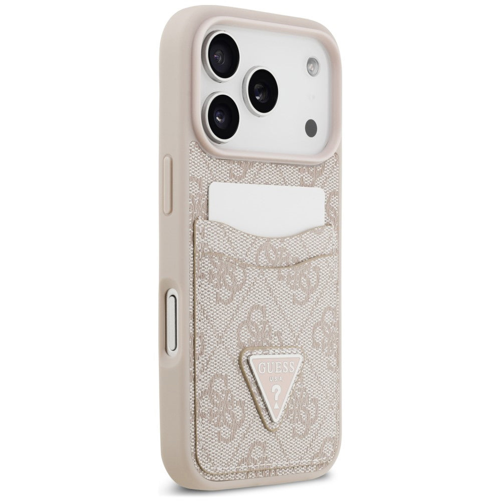 Puzdro na Apple iPhone 18 Pro / 17 Pro, Guess, 4G Double Card Triangle, ružové