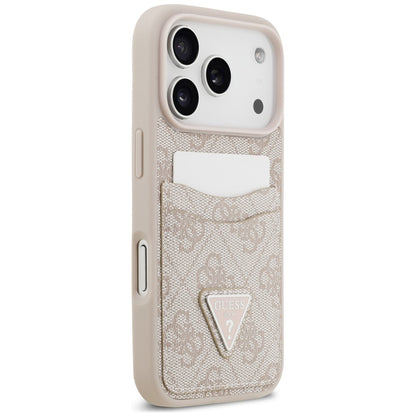 Puzdro na Apple iPhone 18 Pro / 17 Pro, Guess, 4G Double Card Triangle, ružové