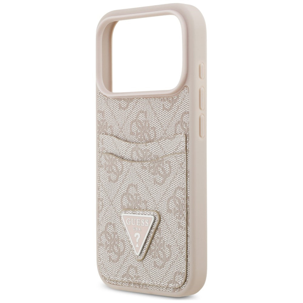 Puzdro na Apple iPhone 18 Pro / 17 Pro, Guess, 4G Double Card Triangle, ružové
