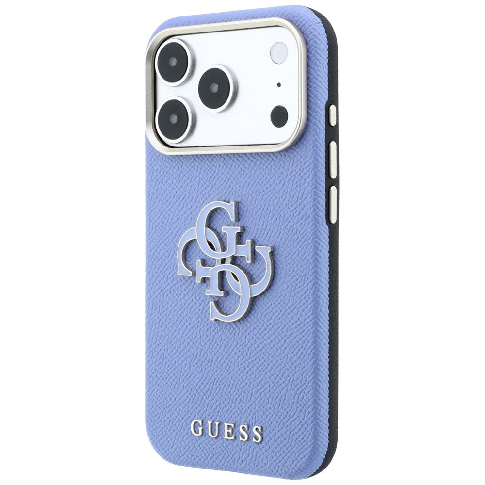 Puzdro pre Apple iPhone 18 Pro / 17 Pro, Guess, Štruktúrované veľké živicové logo, modré