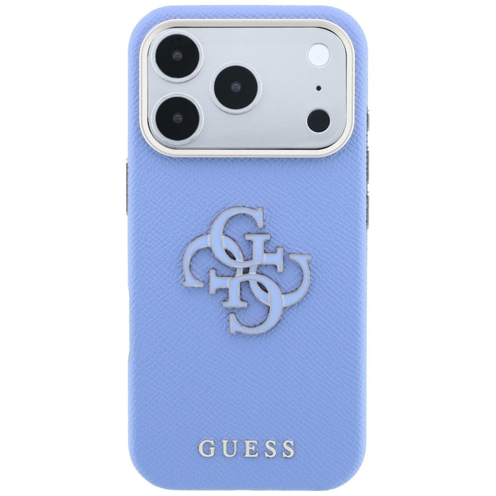 Puzdro pre Apple iPhone 18 Pro / 17 Pro, Guess, Štruktúrované veľké živicové logo, modré