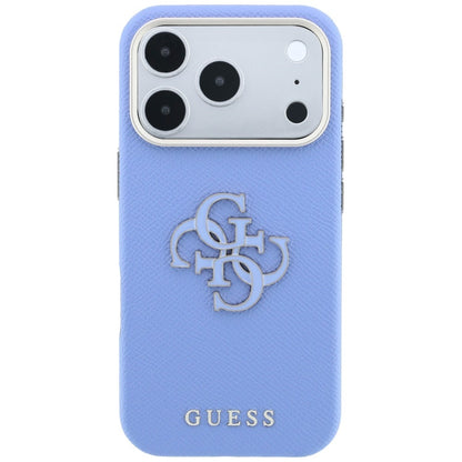 Puzdro pre Apple iPhone 18 Pro / 17 Pro, Guess, Štruktúrované veľké živicové logo, modré