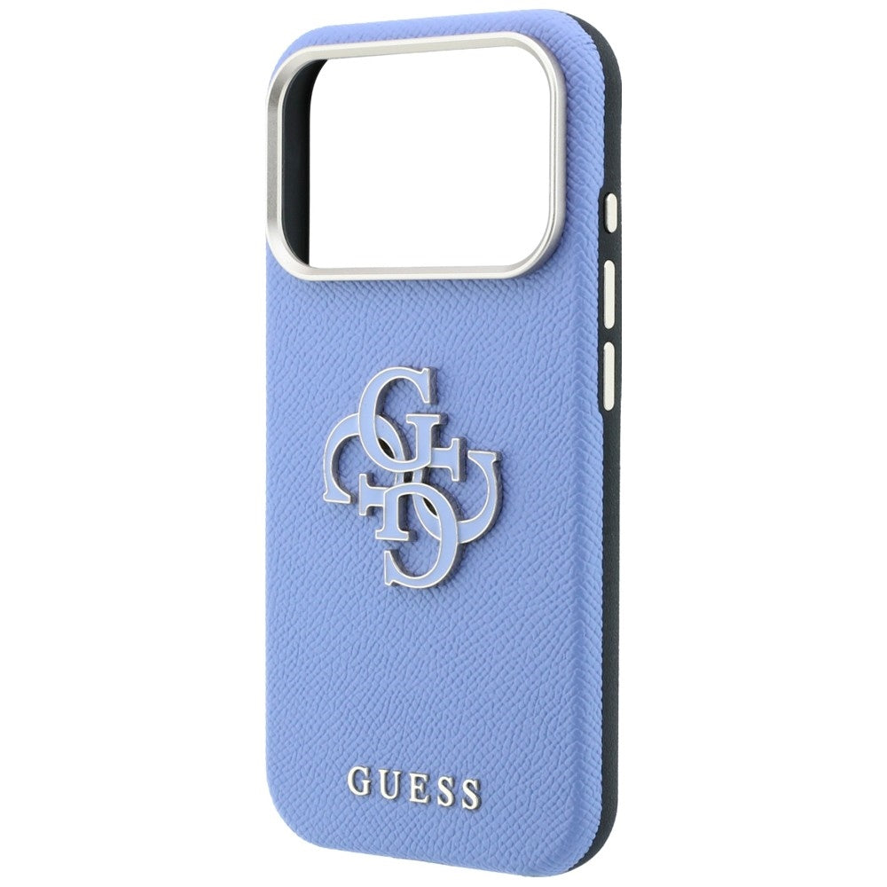 Puzdro pre Apple iPhone 18 Pro / 17 Pro, Guess, Štruktúrované veľké živicové logo, modré