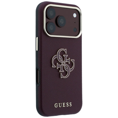 Puzdro pre Apple iPhone 18 Pro / 17 Pro, Guess, Štruktúrované veľké živicové logo, Bordové