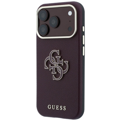 Puzdro pre Apple iPhone 18 Pro / 17 Pro, Guess, Štruktúrované veľké živicové logo, Bordové