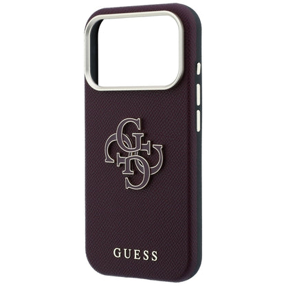 Puzdro pre Apple iPhone 18 Pro / 17 Pro, Guess, Štruktúrované veľké živicové logo, Bordové