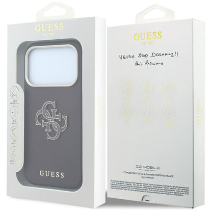 Puzdro pre Apple iPhone 18 Pro / 17 Pro, Guess, Štruktúrované veľké živicové logo, Bordové