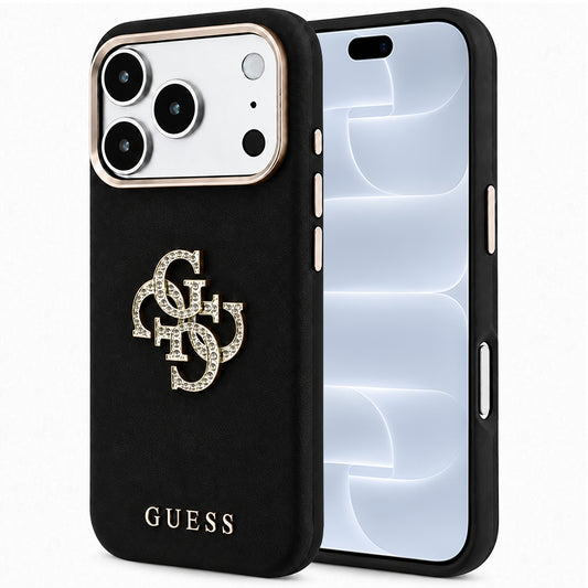 Puzdro pre Apple iPhone 18 Pro / 17 Pro, Guess, Smooth Big Strass Logo, Čierne