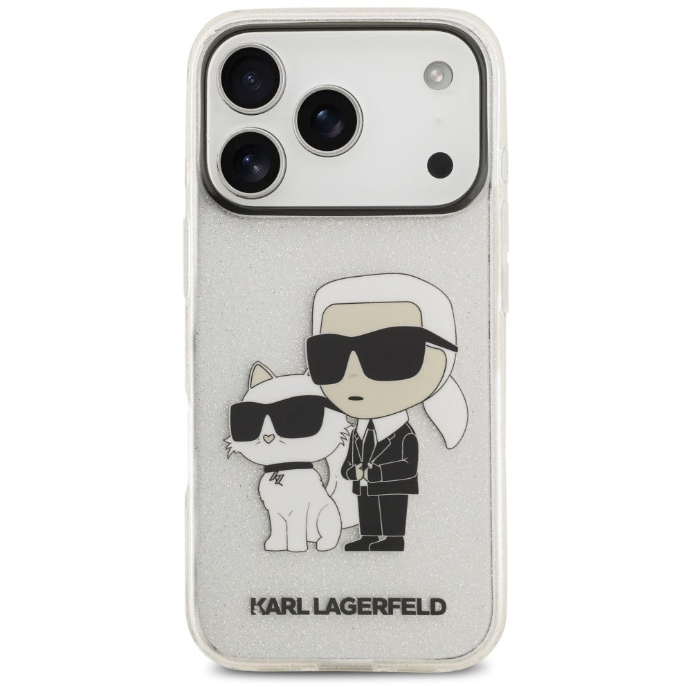 Puzdro na Apple iPhone 18 Pro / 17 Pro, Karl Lagerfeld, IML Glitter Karl and Choupette NFT, priehľadné