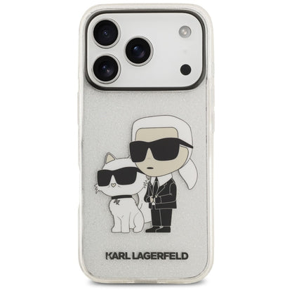 Puzdro na Apple iPhone 18 Pro / 17 Pro, Karl Lagerfeld, IML Glitter Karl and Choupette NFT, priehľadné