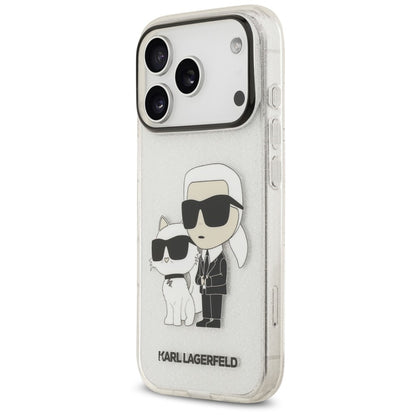 Puzdro na Apple iPhone 18 Pro / 17 Pro, Karl Lagerfeld, IML Glitter Karl and Choupette NFT, priehľadné