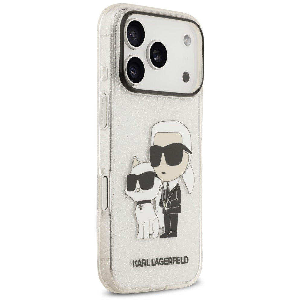 Puzdro na Apple iPhone 18 Pro / 17 Pro, Karl Lagerfeld, IML Glitter Karl and Choupette NFT, priehľadné