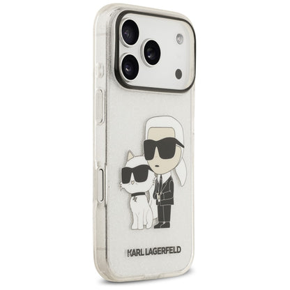 Puzdro na Apple iPhone 18 Pro / 17 Pro, Karl Lagerfeld, IML Glitter Karl and Choupette NFT, priehľadné