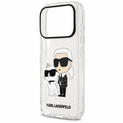 Puzdro na Apple iPhone 18 Pro / 17 Pro, Karl Lagerfeld, IML Glitter Karl and Choupette NFT, priehľadné