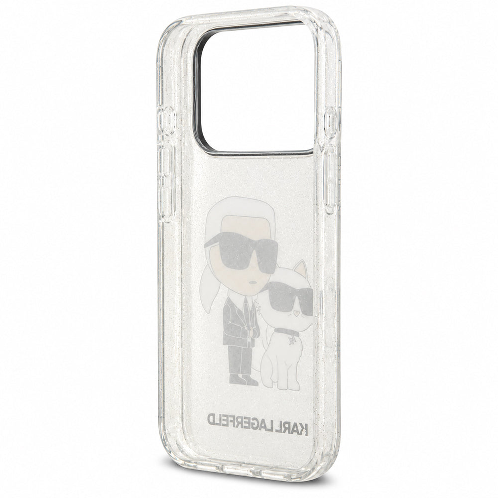 Puzdro na Apple iPhone 18 Pro / 17 Pro, Karl Lagerfeld, IML Glitter Karl and Choupette NFT, priehľadné