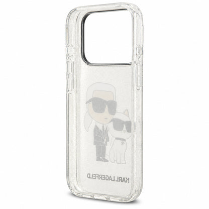 Puzdro na Apple iPhone 18 Pro / 17 Pro, Karl Lagerfeld, IML Glitter Karl and Choupette NFT, priehľadné