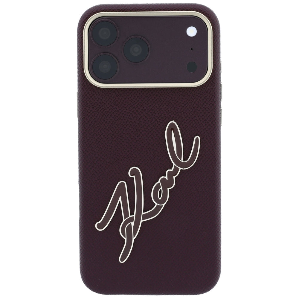 Case for Apple iPhone 18 Pro / 17 Pro, Karl Lagerfeld, Smooth Big Resin Signature Logo, Burgundy