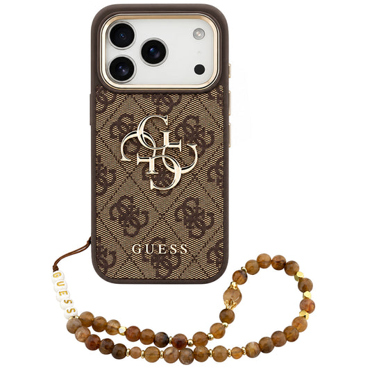 Puzdro pre Apple iPhone 18 Pro Max / 17 Pro Max, Guess, 4G Classic Logo s remienkom, Hnedo zlaté