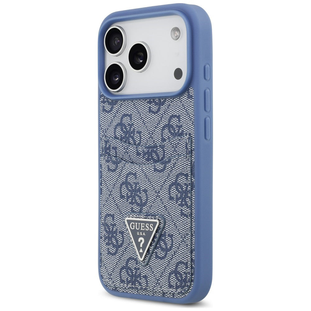 Puzdro na Apple iPhone 18 Pro Max / 17 Pro Max, Guess, 4G Double Card Triangle, modré
