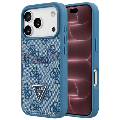Puzdro na Apple iPhone 18 Pro Max / 17 Pro Max, Guess, 4G Double Card Triangle, modré