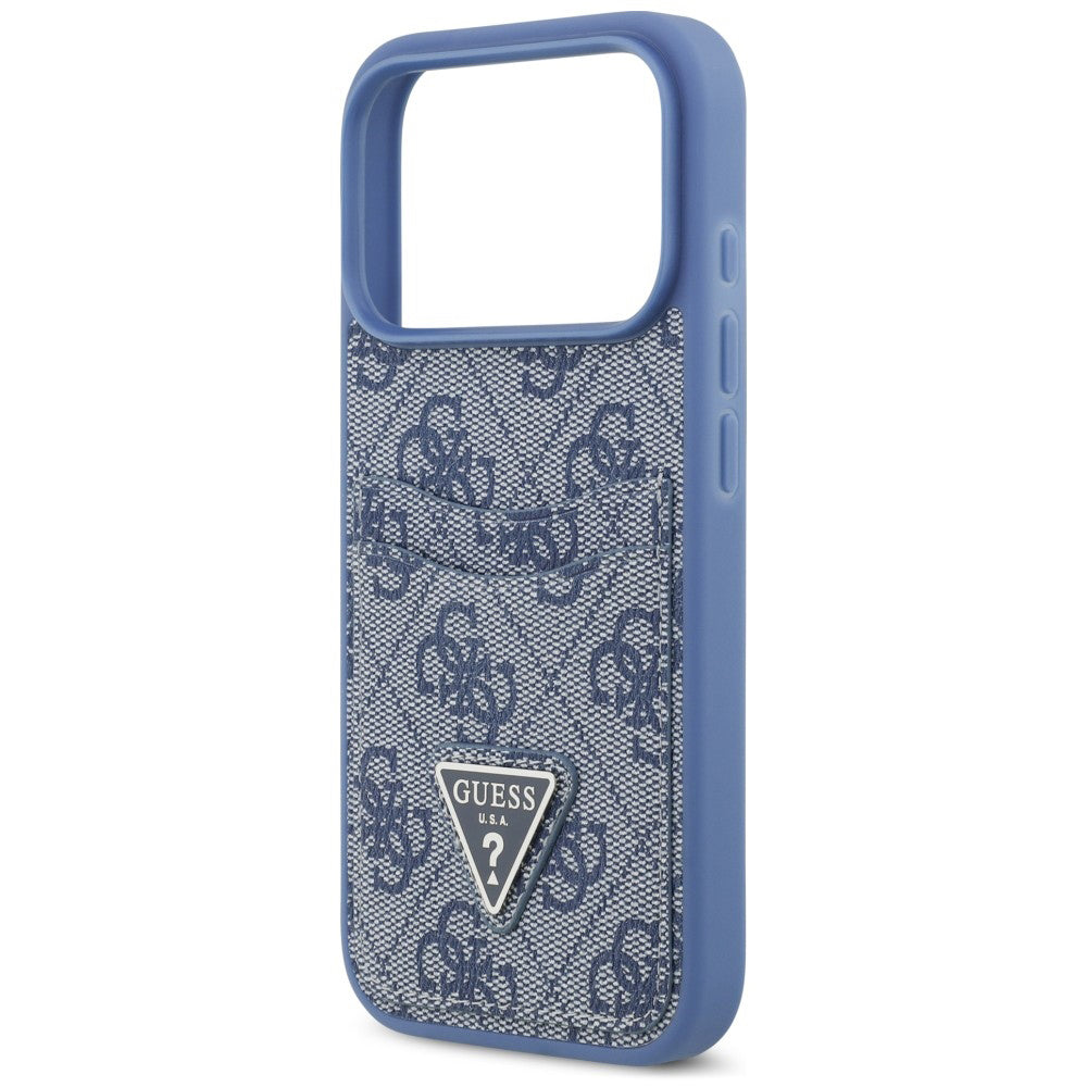 Puzdro na Apple iPhone 18 Pro Max / 17 Pro Max, Guess, 4G Double Card Triangle, modré