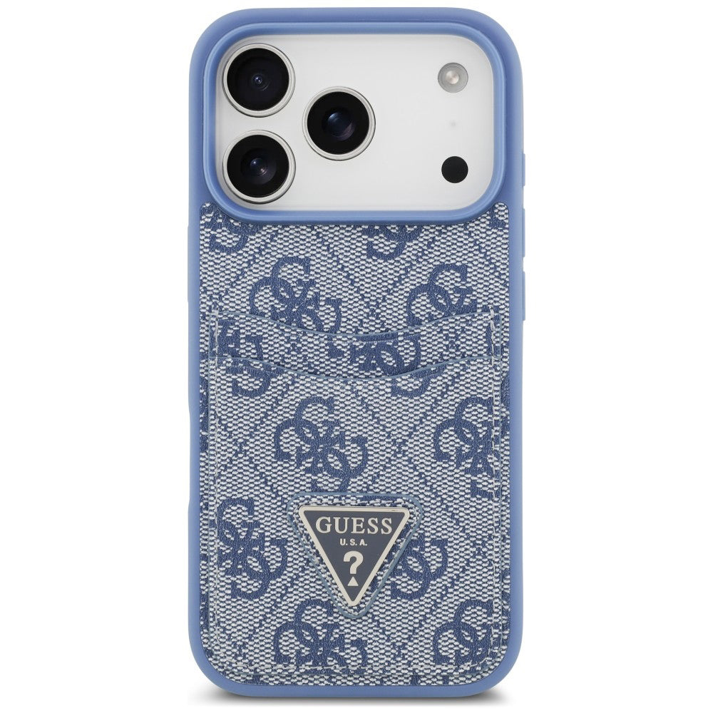 Puzdro na Apple iPhone 18 Pro Max / 17 Pro Max, Guess, 4G Double Card Triangle, modré