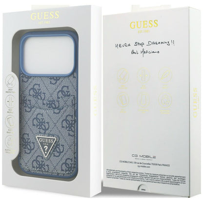 Puzdro na Apple iPhone 18 Pro Max / 17 Pro Max, Guess, 4G Double Card Triangle, modré