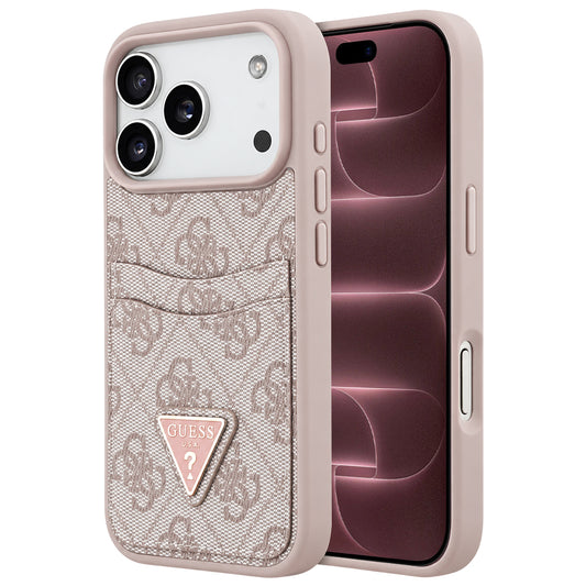 Puzdro na Apple iPhone 18 Pro Max / 17 Pro Max, Guess, 4G Double Card Triangle, ružové