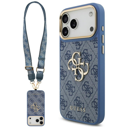Puzdro pre Apple iPhone 18 Pro Max / 17 Pro Max, Guess, Big 4G Classic Logo & Big Strap Metal Buttons, modré