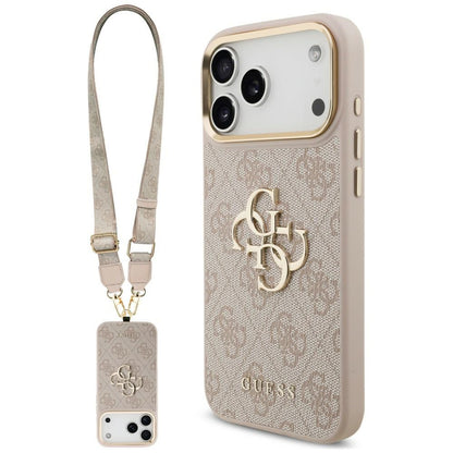Puzdro pre Apple iPhone 18 Pro Max / 17 Pro Max, Guess, Big 4G Classic Logo & Big Strap Metal Buttons, ružové