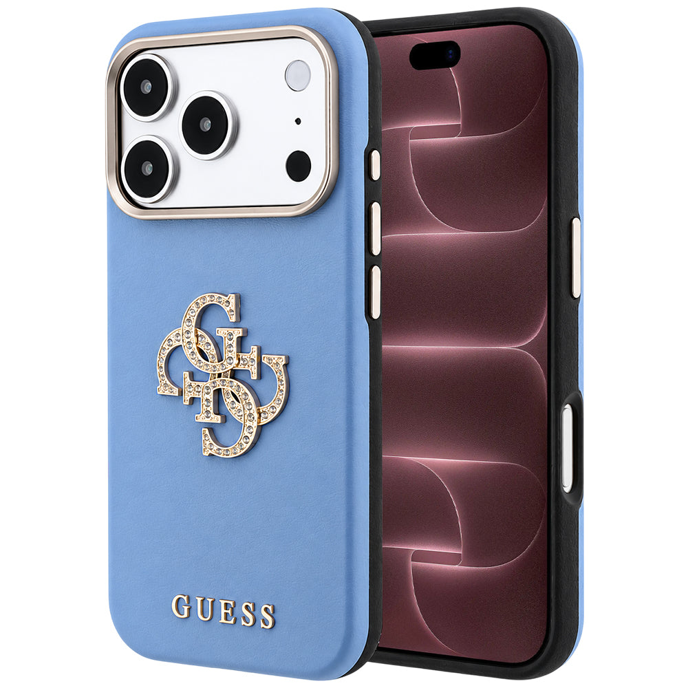 Puzdro na Apple iPhone 18 Pro Max / 17 Pro Max, Guess, Smooth Big Strass Logo, modré